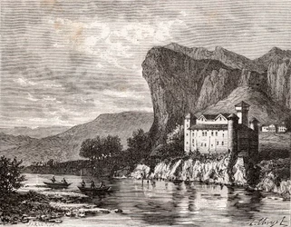 Schloss de la Caze in Lozere - Gravur in „La France illustree: Geographie, Geschichte, statistische Verwaltung“ von V.A. Malt-Brown. 1884