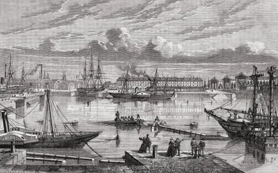 Cherbourg im 18. Jahrhundert, graviert von Le Breton nach Pibaraud, aus 