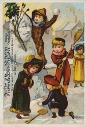 Kinder bauen Schneemann, Perles Du Japon