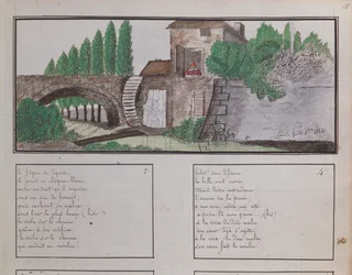 Kinderskizze einer Wassermühle, 1820