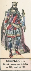 Chilperic II, 20. König, bestieg den Thron 718, gestorben 720 (kolorierte Gravur)