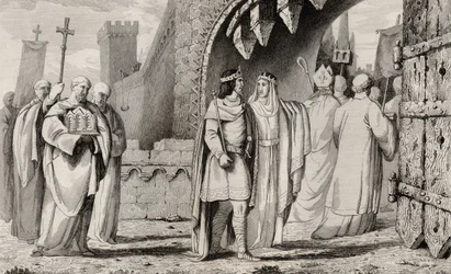 Chilperich I. (539-84) in einer religiösen Prozession, aus 