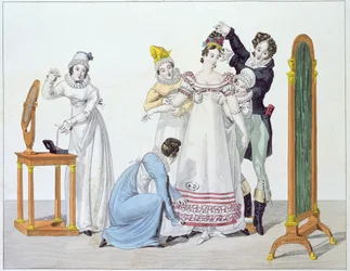 Cinq pour Une, Tafel 3 aus der Serie Le Bon Genre, frühes 19. Jahrhundert