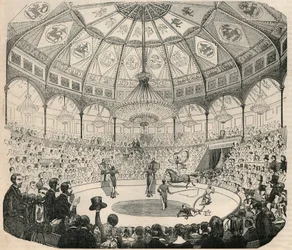 Cirque national des Champs Elysees im 19. Jahrhundert - Gravur in "Tableau-de-Paris" von Edmond Texier 1852
