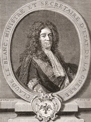 Claude Le Blanc, 1669-1728. Französischer königlicher Beamter des Ancien Régime und zweimaliger Kriegsminister. Aus Les Heures Libres, veröffentlicht 1908.