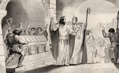 Clovis II (635-57) verkauft Silber und Gold aus dem Schrein, um die Armen zu ernähren, aus 