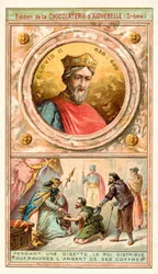 Chlodwig II. gibt in Zeiten der Not Geld aus seinen Truhen an die Armen, 7. Jahrhundert