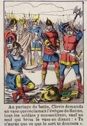 Clovis und die Soissons-Vase - Darstellung von Epinal aus dem 19. Jahrhundert