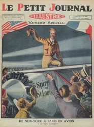 Colonel Charles Lindbergh (1902-74) bei seiner Ankunft am Flughafen Le Bourget nach dem ersten transatlantischen Flug von New York nach Paris am 21. Mai 1927, Titelbild von Le Petit Journal, 5. Juni 1927