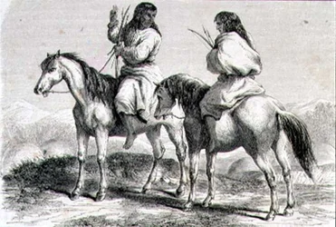 Comanche-Indianer in den 1860er Jahren (Stich)