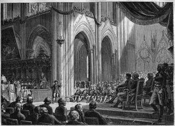 Konkordat von 1801 - Wiedereinführung der katholischen Riten, Ostern, 8. April 1802 Notre-Dame von Paris - Offizielle Wiederherstellung der Kulte in Anwesenheit von Bonaparte: Te Deum in Notre Dame