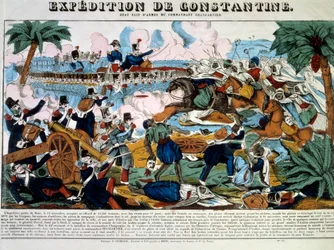 Eroberung Algeriens: „Expedition nach Constantine im November 1837“ Gravur des 19. Jahrhunderts Private Sammlung