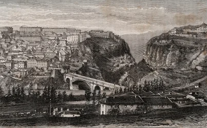 Constantine (Algerien) - Gravur in „La France illustree: geographie, histoire, administration statistique“ von V.A. Malt-Brown. 1884