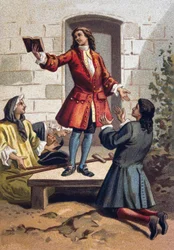 Konvulsionäre Praktiken (Konvulsionäre von Saint-Médard) - Jansenismus: die Konvulsionäre (jansenistische Fanatiker) des Friedhofs Saint-Médard unter Ludwig XV. Chromolithographie ca. 1890.