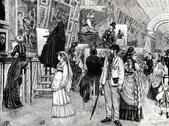 Kopisten in der Grande Galerie des Louvre, ca. 1880