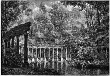 Korinthische Kolonnade um das ovale Becken im Parc de Monceau, Paris