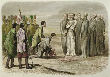 Cortes zu Füßen von Martin de Valencia