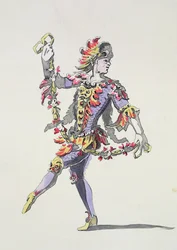 Kostümentwurf für Triton, in einem Ballett des 17. Jahrhunderts, aus der Menus Plaisirs Sammlung, Faksimile von A. Guillaumot Fils (Farbstich)