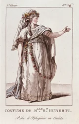 Kostüm von Miss Huberti für die Rolle der Iphigenie in Aulide von Gluck