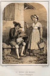 Trachten der Auvergne - Der Fremdenführer von Murol - Stich in „Die Abende meines Onkels: Erinnerungen und Reiseberichte“ von Moring Michel - Ende des 19. Jahrhunderts