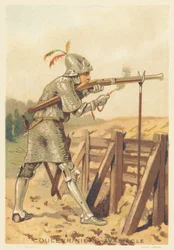 Coulevrinier im 15. Jahrhundert (Krieger, zu Fuß oder zu Pferd, Waffe einer Schlange in der Hand)