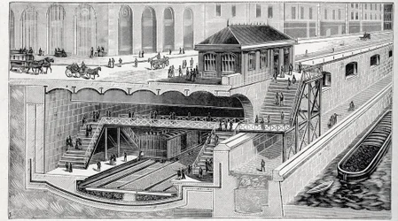 Schnitt der Station Saint Michel in Paris in „La nature“ 1899