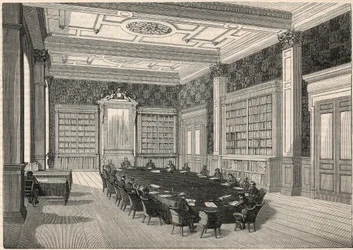 Cour des comptes - Bibliothek und Ratssaal - Gravur in „Tableau-de-Paris“ von Edmond Texier 1852