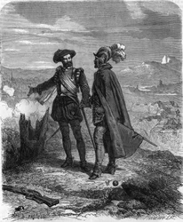 Crillon und Maximilian von Bethune, Herzog von Sully, französischer Staatsmann und Berater von Heinrich IV., während der Belagerung von Savoyen (1600-1601). In „Histoire Populaire de la France“, Gravur des 19. Jahrhunderts.