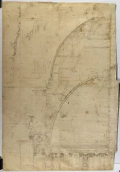 Querschnitt der Kuppel der St. Pauls Kathedrale, wie gebaut, mit Maßen