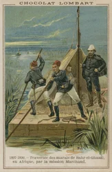 Überquerung der Sümpfe von Bahr-el-Ghazal in Afrika