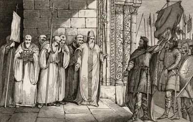 Dagobert nimmt das Banner in St. Denis herunter, aus 