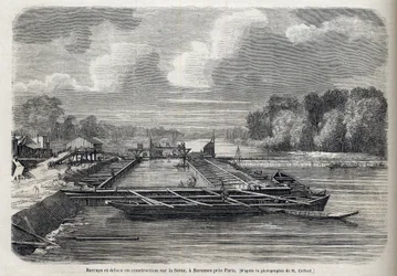 Dammbruch an der Seine in Suresnes 1866 - Gravur - Le Monde Illustré 1866