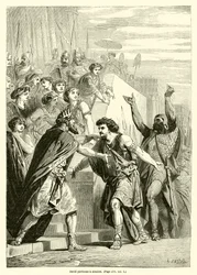 David vergibt Absalom (Gravur)