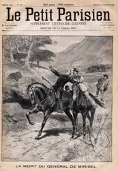 Tod von General Marie Joseph Francois de Miribel (1831-1893) an einem Schlaganfall nach einer Inspektion in den Alpen. Aus der Zeitung "Le Petit Parisien" am 24.09.1893.