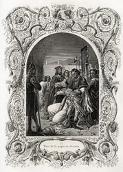 Tod der Päpstin Johanna (Pontifikat von 855 bis 858). Gravur zur Illustration der Histoire des papes von Maurice Lachatre (1814-1900), Librairie du progrès, Paris