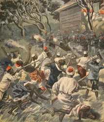 Besiegung der Sakalava, Madagaskar, Illustration aus Le Petit Journal: Supplement illustre, 3. April 1898
