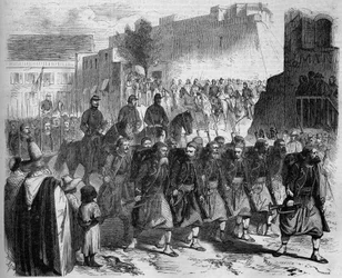 Defilee der 2. Zuaven vor General de Montauban. Oran, Algerien