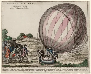 Descente de la Machine Aerostatique des Srs. Charles et Robert, veröffentlicht 1783