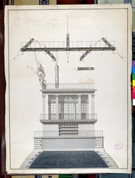 Entwurf für eine Chappe-Telegrafenstation für eine der Kuppeln des Louvre, Paris, frühes 19. Jahrhundert