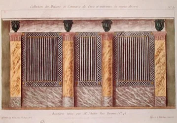 Entwurf für die Fassade eines Metzgerladens, aus einer Serie, die die am besten dekorierten Geschäftsgebäude in Paris darstellt, ca. 1810