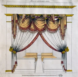 Entwurf einer Nische mit zwei Betten (Erste Empire-Periode), Illustration, Frankreich