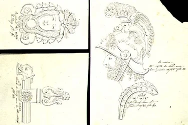 Entwürfe für bronzene Möbelbeschläge (um 1825)