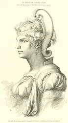Zeichnung von Michelangelo in der Galerie von Florenz (Gravur)