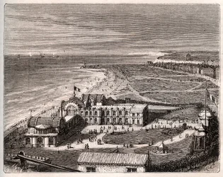 Dieppe - Normandie - Gravur in „La France illustree: geographie, histoire, administration statistique“ von V.A. Malt-Brown. 1884