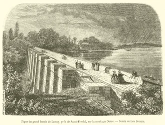 Damm des großen Beckens von Lampy, nahe Saint-Ferreol, auf dem Schwarzen Berg