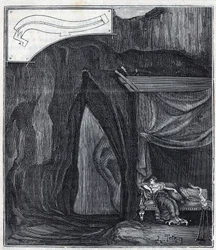 Ohr des Dionysius - Innenansicht der Höhle, bekannt als Ohr des Dionysius in Syrakus - Gravur in „Sciences brought to the graceful of all - physics and chemistry“ von Alexis Clerc - Ende des 19. Jahrhunderts