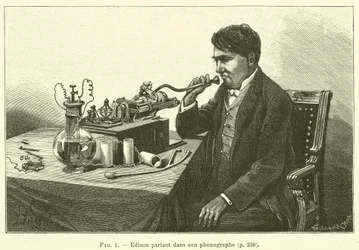 Edison spricht in sein Phonograph