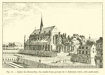 Kirche der Bernardiner, Faksimile eines Stiches von I. Sylvestre, 1650, Nordwestseite