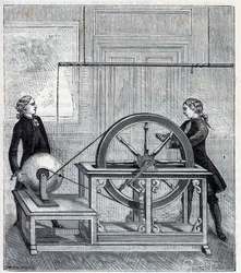 Elektrische Maschine von Francis Hauksbee, perfektioniert von Boze l