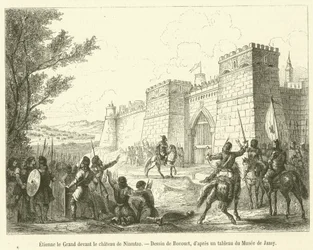Stephan der Große vor dem Schloss von Niamtzo (Gravur)